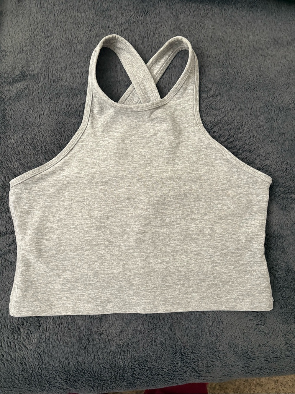 Beyond Yoga Light Heather Gray Cropped Halter Tank